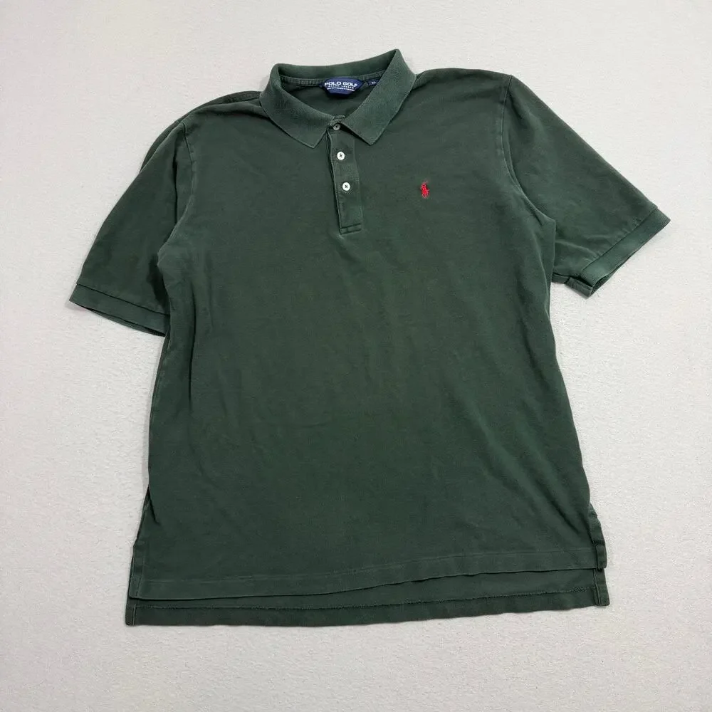 Vintage Polo Golf Ralph Lauren Shirt Mens XL Green Solid 90s Preppy Golfing Pony